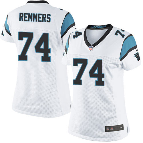 Women's Limited Mike Remmers Nike Jersey White Road - #74 NFL Carolina Panthers